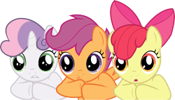 Size: 5525x3181 | Tagged: safe, artist:chrispy248, character:apple bloom, character:scootaloo, character:sweetie belle, cutie mark crusaders, simple background, transparent background, vector