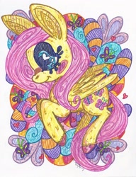 Size: 2480x3232 | Tagged: safe, artist:dolcisprinkles, character:fluttershy, colourful, female, heart eyes, solo, traditional art, wingding eyes