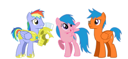 Size: 1024x473 | Tagged: safe, artist:rebron-y, character:firefly, character:rainbow blaze, oc, ship:fireblaze, g1, firefly's dad, g1 to g4, generation leap, shipping