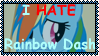 Size: 99x56 | Tagged: safe, artist:pokumii, character:rainbow dash, abuse, comic sans, dashabuse, deviantart stamp, hate, hater, op is a duck, stamp, text, why sid why