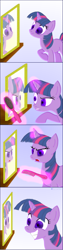 Size: 768x3072 | Tagged: safe, artist:elfman83ml, character:twilight sparkle, g4, comb, comic, magic, mirror, reflection, smiling