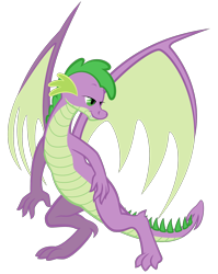 Size: 1624x2045 | Tagged: safe, artist:qtmarx, character:spike, species:dragon, lidded eyes, male, older, simple background, solo, transparent background, vector, winged spike, wings