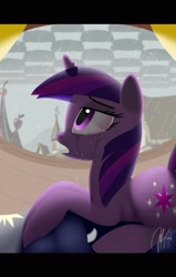 Size: 1271x1993 | Tagged: safe, artist:twintailsinc, character:twilight sparkle, episode:magical mystery cure, g4, my little pony: friendship is magic, crying, rain, sad, window