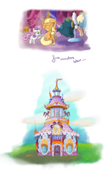 Size: 1181x1890 | Tagged: safe, artist:finalflutter, character:applejack, character:sweetie belle, carousel boutique, swapped cutie marks