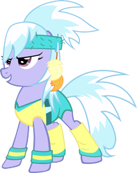 Size: 1566x1984 | Tagged: safe, artist:sunran80, character:cloudchaser, species:pegasus, species:pony, female, headband, leg warmers, mare, simple background, solo, standing, transparent background