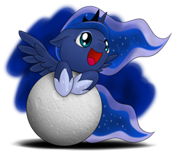 Size: 800x700 | Tagged: safe, artist:stardustxiii, character:princess luna, species:pony, female, filly, moon, solo, tangible heavenly object, woona