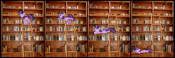 Size: 3300x1100 | Tagged: safe, artist:bryal, character:twilight sparkle, book, bookcase, comic, falling, silly, stairs