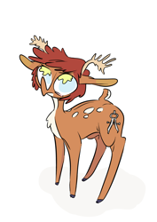 Size: 3000x4234 | Tagged: safe, artist:horny-eunuchorn, oc, oc only, species:deer, compasses, emulation, fawn, ponywise, style emulation, stylized