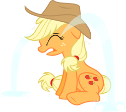 Size: 4000x3552 | Tagged: safe, artist:stardustxiii, character:applejack, crying, female, ocular gushers, simple background, sitting, solo, transparent background, vector