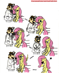 Size: 800x1002 | Tagged: safe, artist:primogenitor34, character:fluttershy, check up, crossover, cute, doctor, dr. mario, floppy ears, head mirror, listening, lollipop, mario, nintendo, stethoscope, super mario bros., tongue depressor