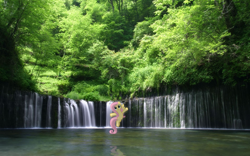 Size: 1920x1200 | Tagged: safe, artist:bryal, character:fluttershy, irl, photo, ponies in real life, scenery, water, waterfall