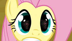Size: 1152x648 | Tagged: safe, artist:bryal, character:fluttershy, clone wars, crossover, darth maul, reflection, scared, star wars