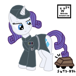 Size: 1000x1000 | Tagged: safe, artist:wolferahm, character:rarity, species:pony, species:unicorn, crossover, galactic empire, imperial, mouse droid, star wars