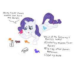 Size: 947x839 | Tagged: safe, artist:wolferahm, character:rarity, female, glue, playing, toy