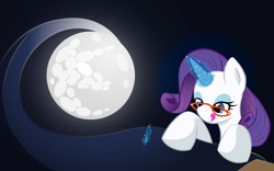 Size: 1920x1200 | Tagged: safe, artist:deeptriviality, character:rarity, glasses, moon, needle, rarity's glasses, wallpaper