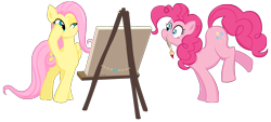 Size: 2140x963 | Tagged: safe, artist:deeptriviality, character:fluttershy, character:pinkie pie, ship:flutterpie, female, lesbian, shipping