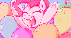 Size: 600x325 | Tagged: safe, artist:feujenny07, character:pinkie pie, balloon, excited, happy