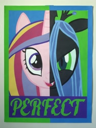 Size: 2112x2816 | Tagged: safe, artist:iceroadlion, character:princess cadance, character:queen chrysalis, painting, poster