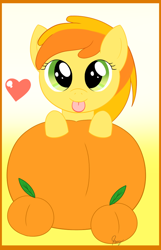 Size: 594x924 | Tagged: safe, artist:pokumii, blep, cute, female, filly, heart, peach, peachy pie, solo, tongue out