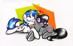 Size: 3390x2136 | Tagged: safe, artist:littletiger488, character:dj pon-3, character:octavia melody, character:vinyl scratch, ship:scratchtavia, female, high res, lesbian, licking, shipping