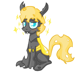 Size: 691x667 | Tagged: safe, artist:evetssteve, oc, oc only, oc:golden brisk, species:changeling, species:pony, blushing, colt, male, simple background, solo, sparkles, transparent background, trap, vector, yellow changeling