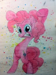 Size: 1280x1714 | Tagged: safe, artist:shadowbolt240z, character:pinkie pie, species:pony, episode:bridle gossip, g4, my little pony: friendship is magic, bipedal, evil enchantress, female, gritted teeth, solo, traditional art, underhoof, watercolor painting