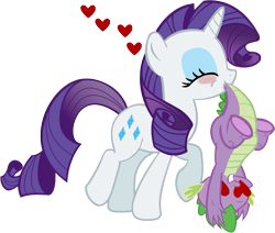 Size: 739x626 | Tagged: safe, artist:dlazerous, character:rarity, character:spike, ship:sparity, female, heart, heart eyes, interspecies, male, shipping, straight, tail hold, upside down, wingding eyes