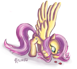 Size: 873x777 | Tagged: safe, artist:nedemai, character:fluttershy, female, ladybug, solo