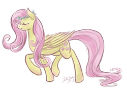 Size: 800x582 | Tagged: safe, artist:fallenzephyr, character:fluttershy, female, floral head wreath, flower, solo