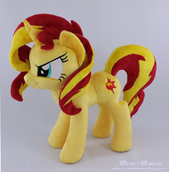 Size: 2274x2320 | Tagged: safe, artist:zizzaz, character:sunset shimmer, species:pony, determined, irl, photo, plushie