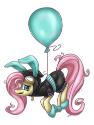 Size: 800x1067 | Tagged: safe, artist:fallenzephyr, character:fluttershy, balloon, clothing, dangerous mission outfit, female, solo