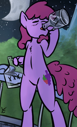 Size: 262x432 | Tagged: safe, artist:senselesssquirrel, character:berry punch, character:berryshine, species:pony, alcohol, anatomically incorrect, animated, ask, ask-drunkluna, bipedal, chest fluff, dancing, drink, drinking, female, incorrect leg anatomy, solo