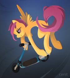 Size: 1200x1331 | Tagged: safe, artist:cenit-v, character:scootaloo, species:pegasus, species:pony, female, scooter, solo