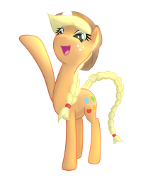 Size: 1446x1671 | Tagged: safe, artist:etiluos, character:applejack, a minor variation, alternate hairstyle, braid, female, raised hoof, simple background, solo