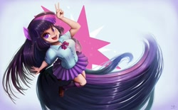 Size: 1280x792 | Tagged: safe, artist:the-park, character:twilight sparkle, species:human, g4, my little pony:equestria girls, pony ears, simple background, solo