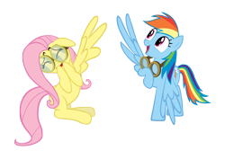 Size: 7200x5100 | Tagged: safe, artist:geonine, character:fluttershy, character:rainbow dash, absurd resolution, goggles, simple background, transparent background, vector