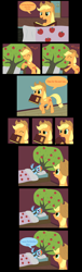 Size: 1024x3385 | Tagged: safe, artist:kasun05, character:applejack, character:bloomberg, character:rainbow dash, episode:over a barrel, g4, my little pony: friendship is magic, bed, clothing, costume, reading, scene interpretation, tree costume