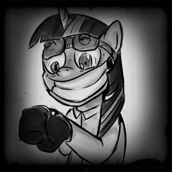 Size: 4000x4000 | Tagged: safe, artist:senselesssquirrel, character:twilight sparkle, species:pony, species:unicorn, absurd resolution, clothing, evil grin, female, goggles, grin, insanity, mare, solo