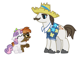 Size: 824x616 | Tagged: safe, artist:cuddleskitty, artist:steghost, character:button mash, character:hondo flanks, character:sweetie belle, female, male, shipping, straight, sweetiemash, trio