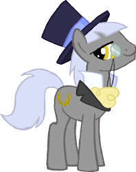 Size: 722x910 | Tagged: safe, artist:ah-darnit, character:caesar, species:earth pony, species:pony, clothing, hat, male, monocle and top hat, simple background, solo, stallion, transparent background