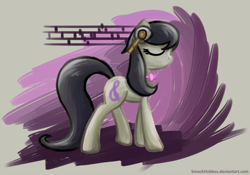 Size: 1800x1260 | Tagged: safe, artist:smockhobbes, character:octavia melody, species:earth pony, species:pony, g4, abstract background, female, headphones, mare, profile, solo