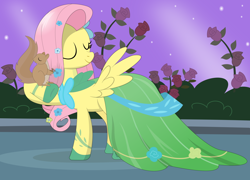 Size: 1900x1371 | Tagged: safe, artist:tgolyi, character:fluttershy, episode:the best night ever, g4, my little pony: friendship is magic, clothing, dress, female, gala dress, solo, squirrel, svg, vector
