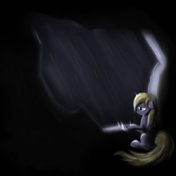 Size: 894x894 | Tagged: safe, artist:spacehunt, cave, darkness, everfree forest, melancholy, night, noname, rain, random, sad