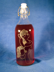 Size: 774x1032 | Tagged: safe, artist:jepso, artist:ksander-zen, character:berry punch, character:berryshine, bottle, craft, custom, drink, engraving, glass, irl