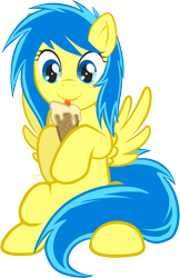 Size: 1108x1707 | Tagged: safe, artist:arastane-siryphia, oc, oc only, oc:blueberry blitz, species:pegasus, species:pony, female, ice cream, mare, solo, tongue out