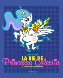 Size: 650x800 | Tagged: safe, artist:charb, artist:pentoolqueen, edit, character:princess celestia, blasphemy, charlie hebdo, french, funny aneurysm moment, harsher in hindsight, muhammad, parody, ponified, pony hebdo, riding