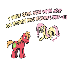 Size: 2000x2000 | Tagged: safe, artist:genbulein, character:big mcintosh, character:fluttershy, species:earth pony, species:pony, ship:fluttermac, episode:hearts and hooves day, g4, my little pony: friendship is magic, adultery, heartbreak, infidelity, male, shipping, simple background, speech, stallion, straight, transparent background