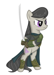Size: 5000x6875 | Tagged: safe, artist:shadowdark3, character:octavia melody, absurd resolution, cosplay, elrond, female, lord of the rings, simple background, solo, sword, transparent background, vector