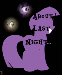 Size: 742x894 | Tagged: safe, artist:thepristineeye, character:applejack, character:twilight sparkle, fanfic, fanfic art, fanfic cover, fimfiction, silhouette