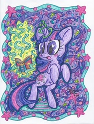 Size: 2448x3232 | Tagged: safe, artist:dolcisprinkles, character:twilight sparkle, book, female, heart eyes, high res, solo, traditional art, wingding eyes